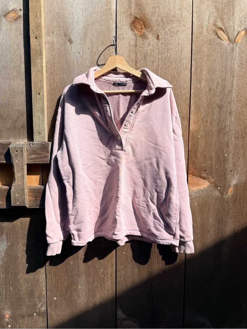 Zara Women’s V-Neck Pullover Sweater — Light Pink